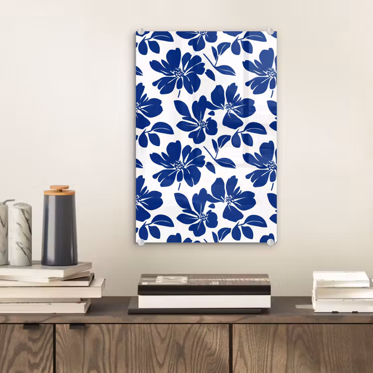 Glas schilderij - Floraal - Modern - Blauw — 2