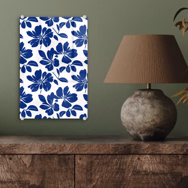 Glas schilderij - Floraal - Modern - Blauw — 4