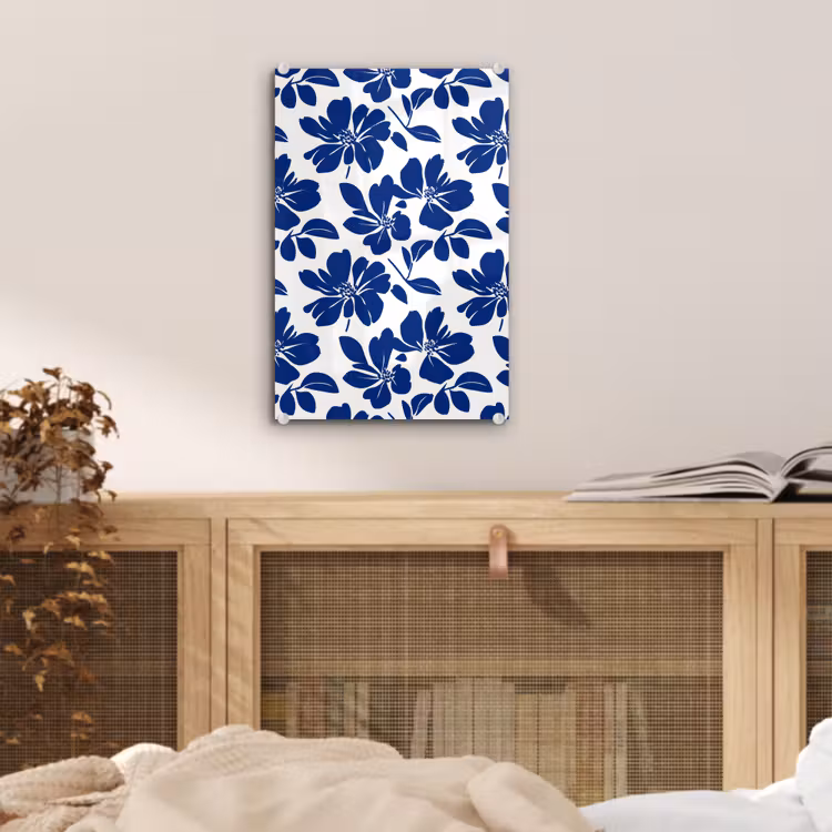 Glas schilderij - Floraal - Modern - Blauw — 5