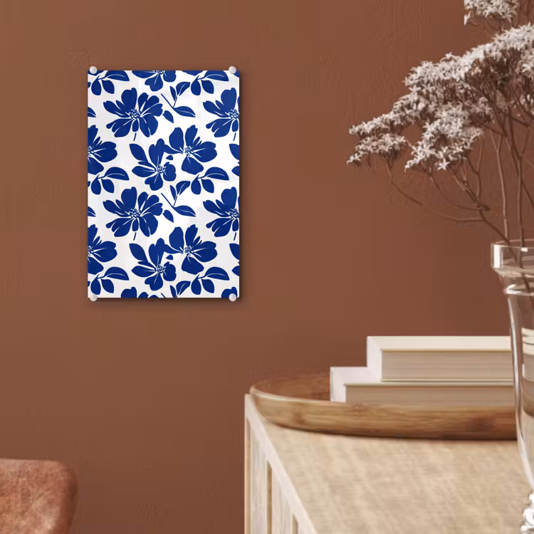 Glas schilderij - Floraal - Modern - Blauw — 6