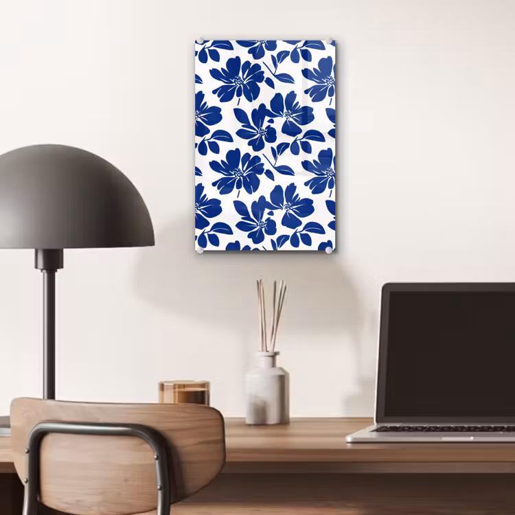 Glas schilderij - Floraal - Modern - Blauw — 7