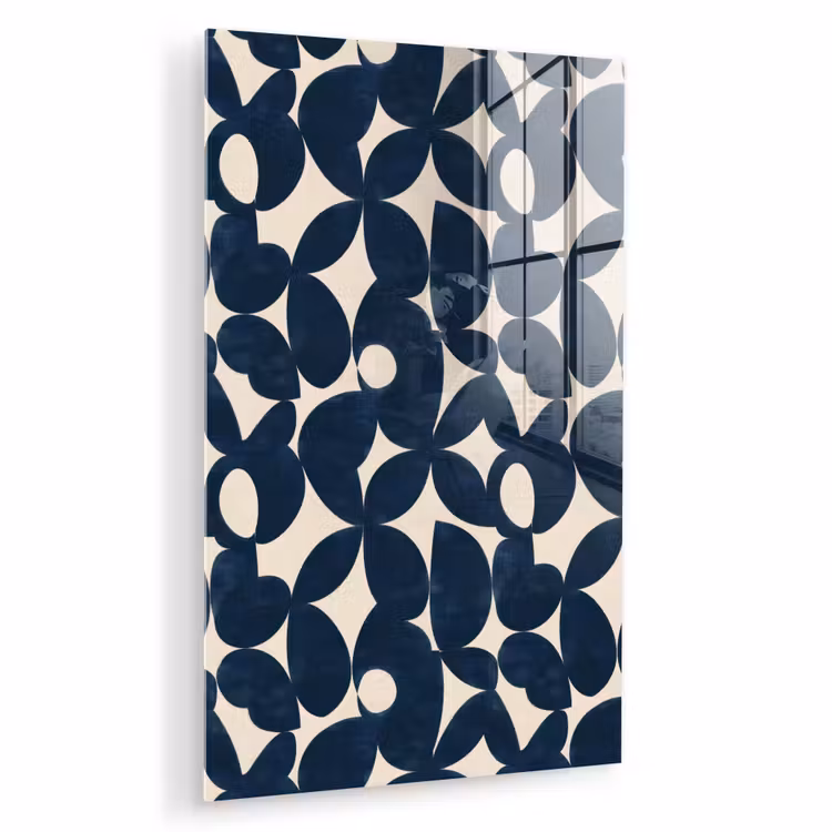 Glas schilderij - Modern - Geometrisch - Blauw — 1