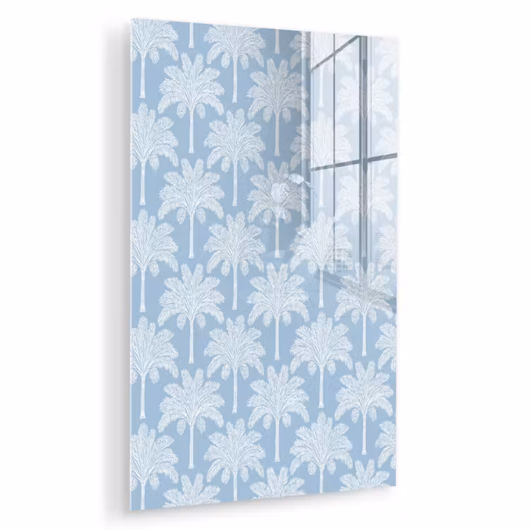 Glas schilderij - Palmboom - Modern - Blauw — 1