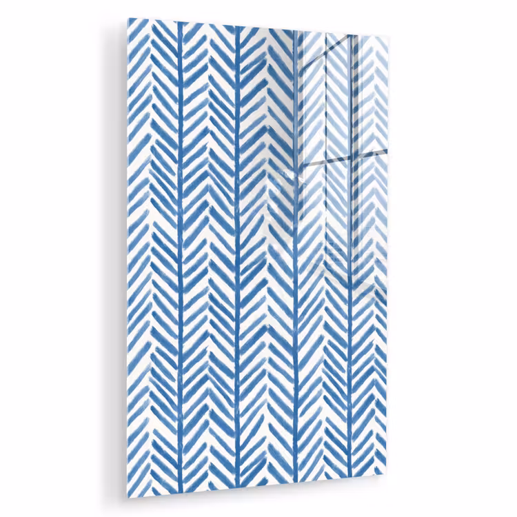 Glas schilderij - Patroon - Streep - Blauw — 1
