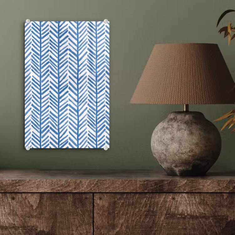 Glas schilderij - Patroon - Streep - Blauw — 4