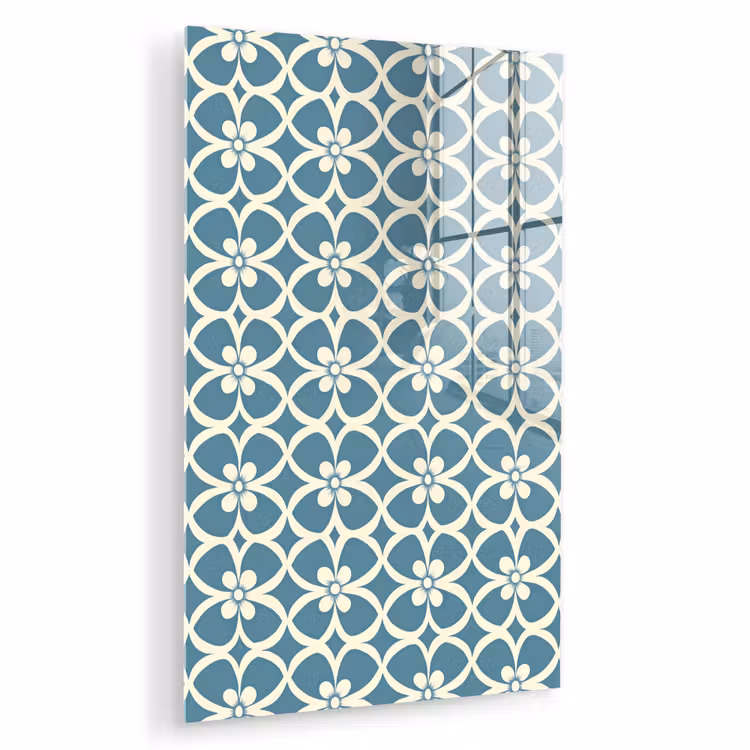 Glas schilderij - Patroon - Symmetrisch - Blauw — 1