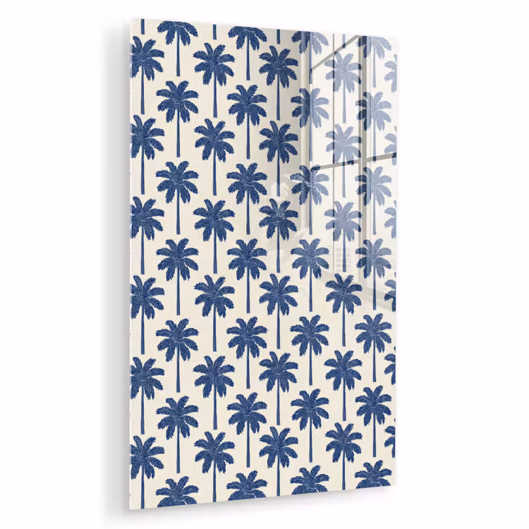 Glas schilderij - Symmetrisch - Palm - Blauw — 1