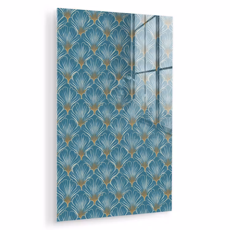 Glas schilderij - Symmetrisch - Patroon - Blauw — 1