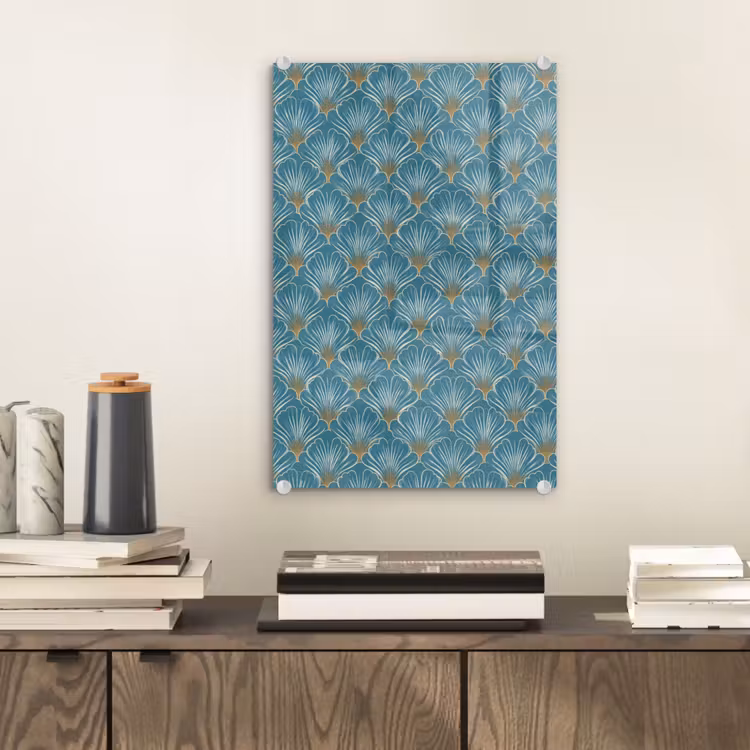 Glas schilderij - Symmetrisch - Patroon - Blauw — 2