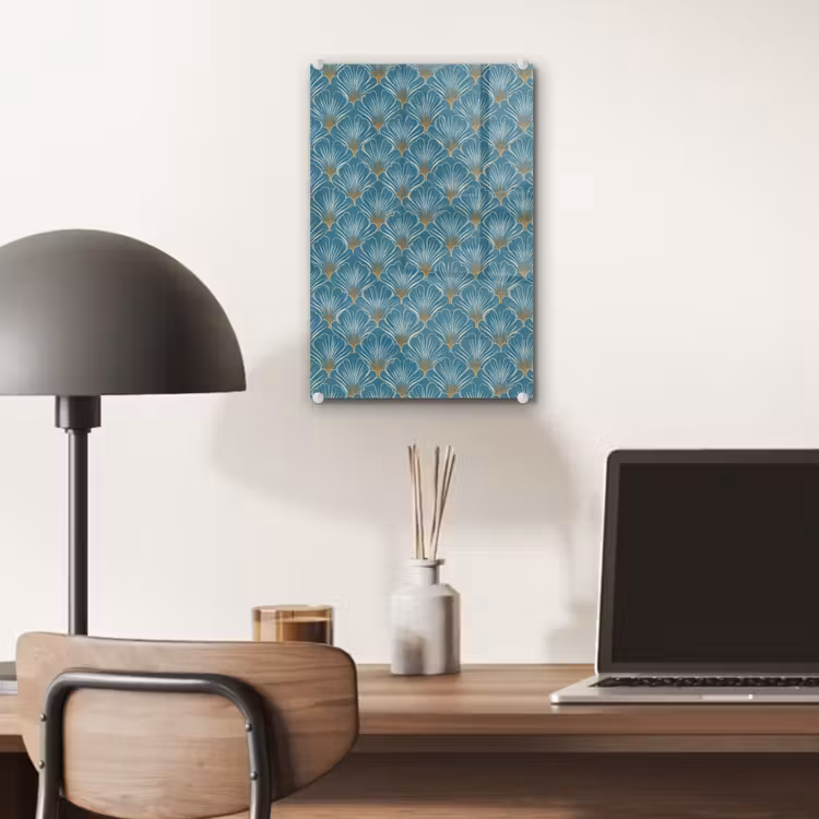 Glas schilderij - Symmetrisch - Patroon - Blauw — 7