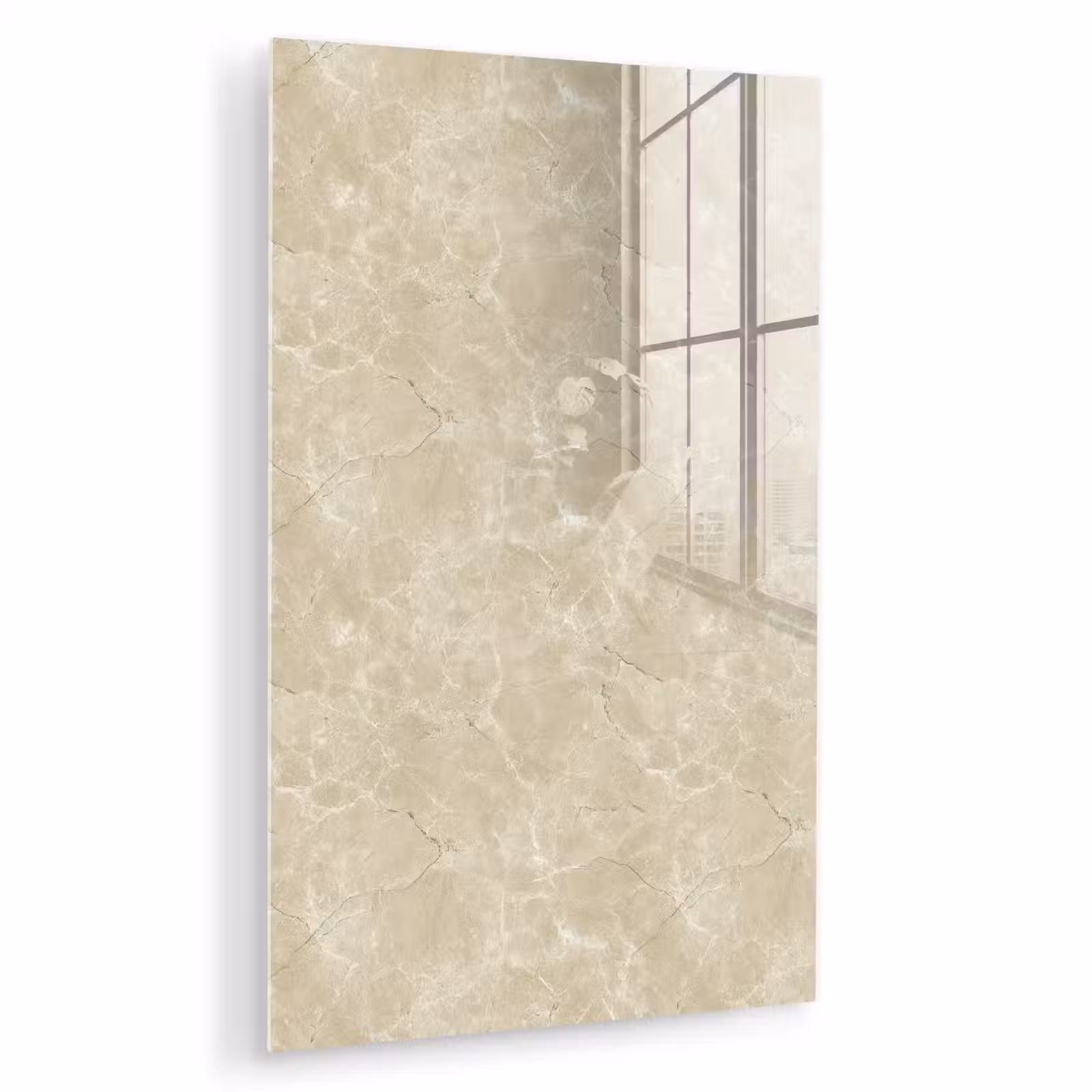 Glas schilderij - Lichtbeige - Marmer - Diffusie adering — 1