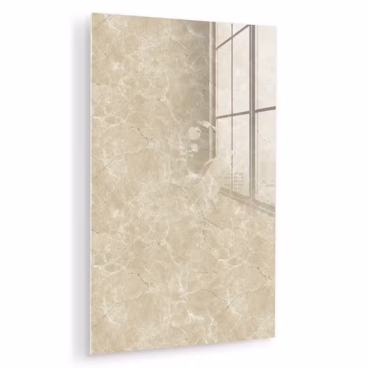 Glas schilderij - Lichtbeige - Marmer - Diffusie adering — 1