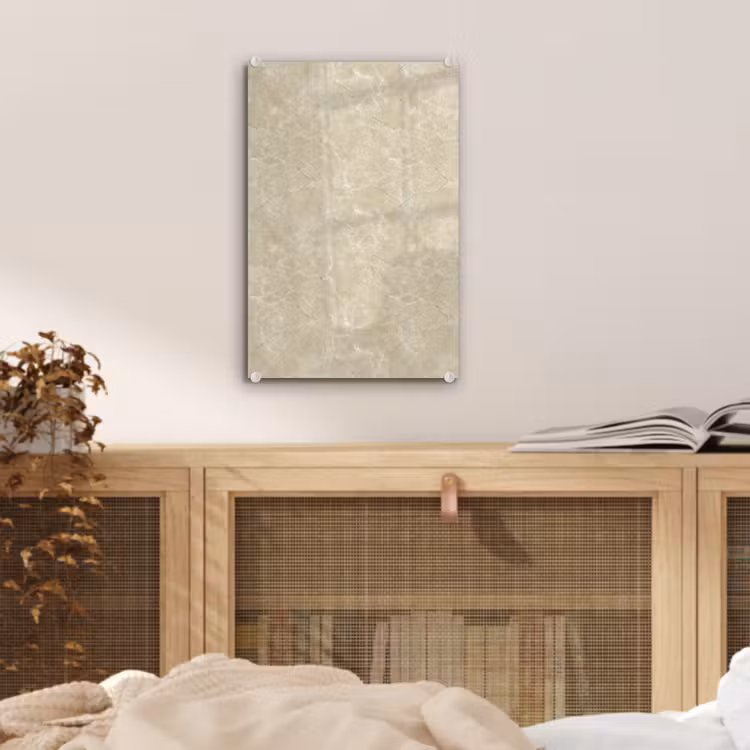 Glas schilderij - Lichtbeige - Marmer - Diffusie adering — 5