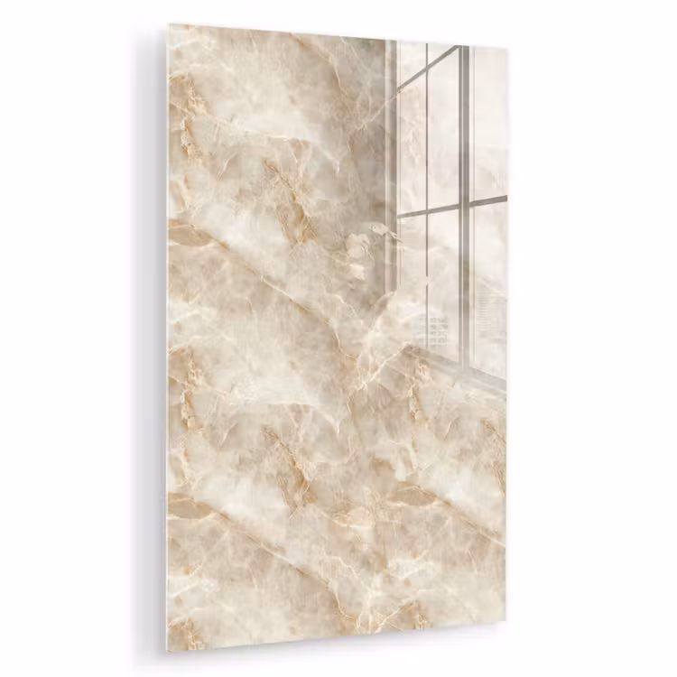 Glas schilderij - Lichtbeige - Onyx - Subtiel — 1