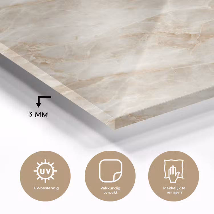 Glas schilderij - Lichtbeige - Onyx - Subtiel — 3