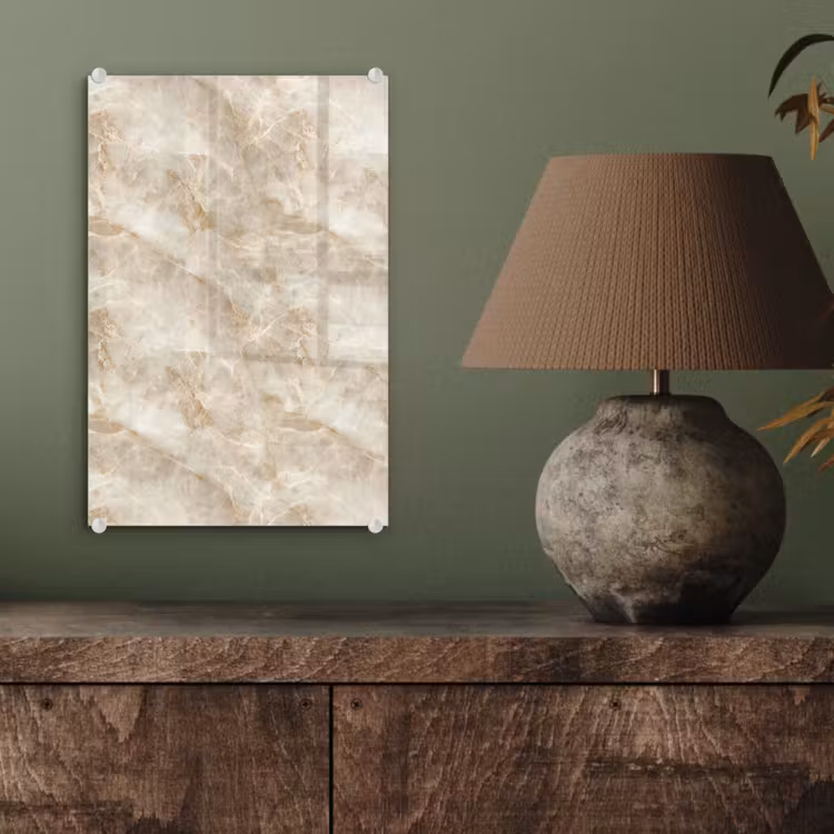 Glas schilderij - Lichtbeige - Onyx - Subtiel — 4