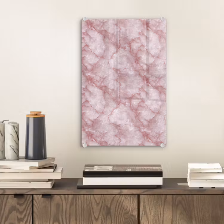 Glas schilderij - Roze - Kwartsmarmer - Aders — 2