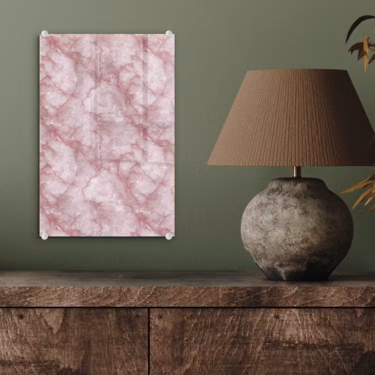 Glas schilderij - Roze - Kwartsmarmer - Aders — 4