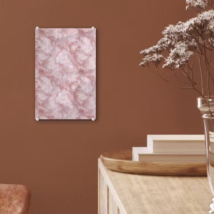 Glas schilderij - Roze - Kwartsmarmer - Aders — 6