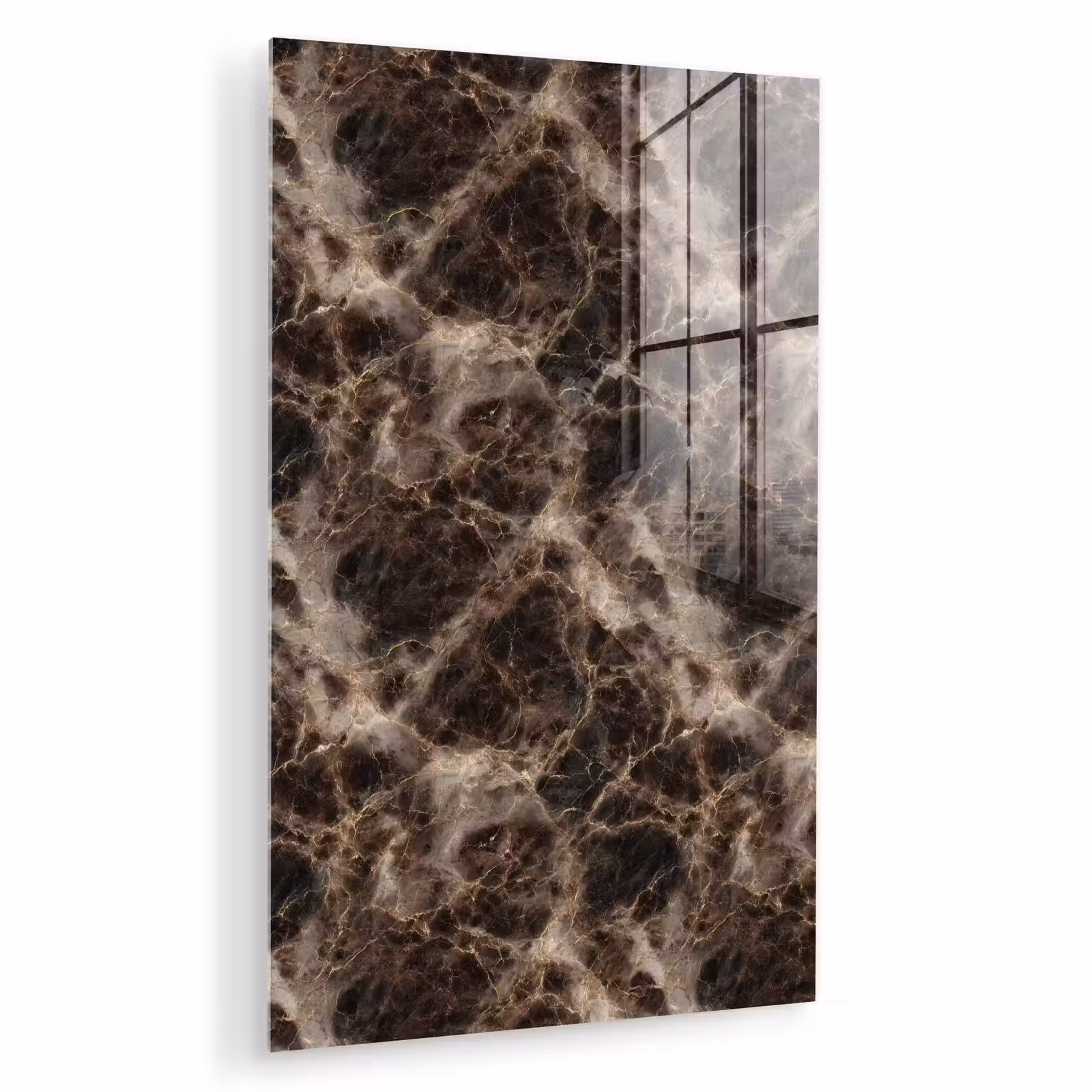 Glas schilderij - Bruin - Goud - Marmer — 1