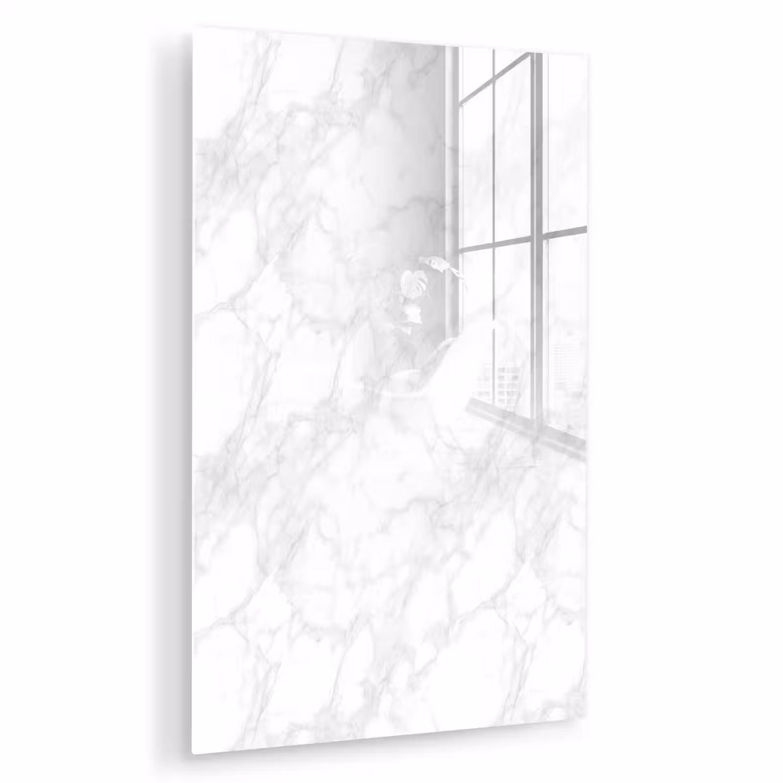 Glas schilderij - Minimalistisch - Wit - Grijze aders — 1