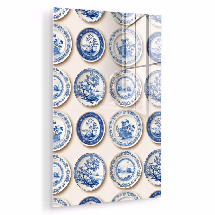 Glas schilderij - Borden - Bomen - Planten - Blauw — 1