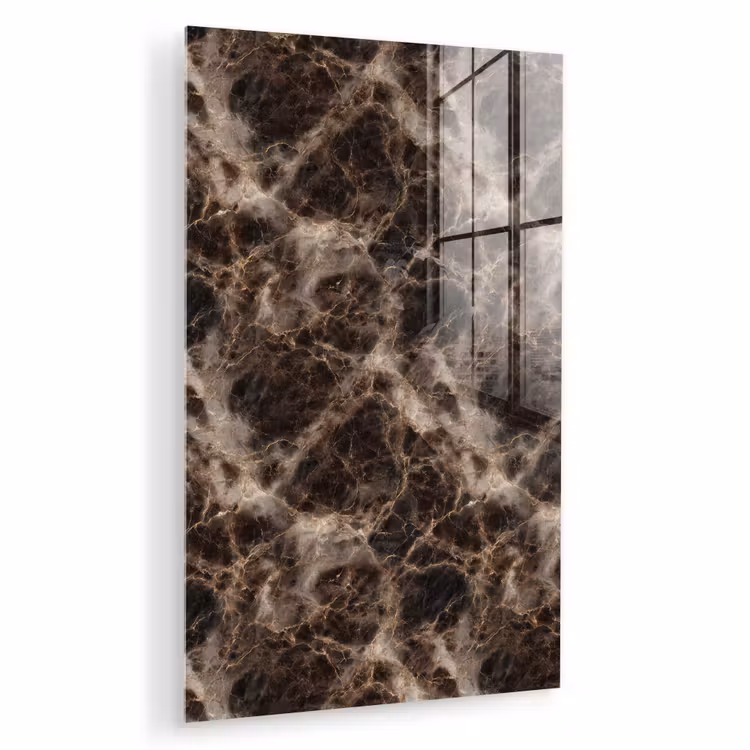 Glas schilderij - Bruin - Goud - Marmer — 1