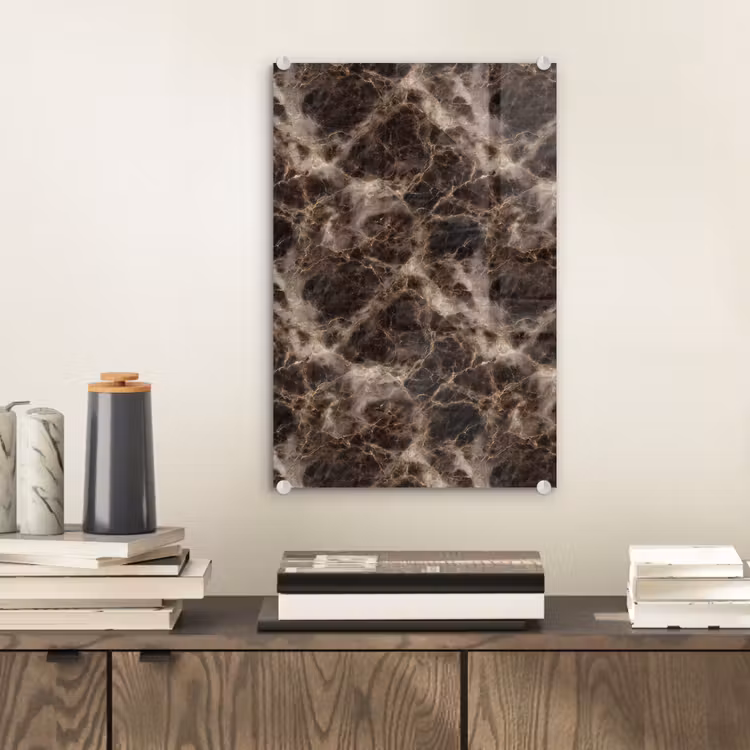 Glas schilderij - Bruin - Goud - Marmer — 2
