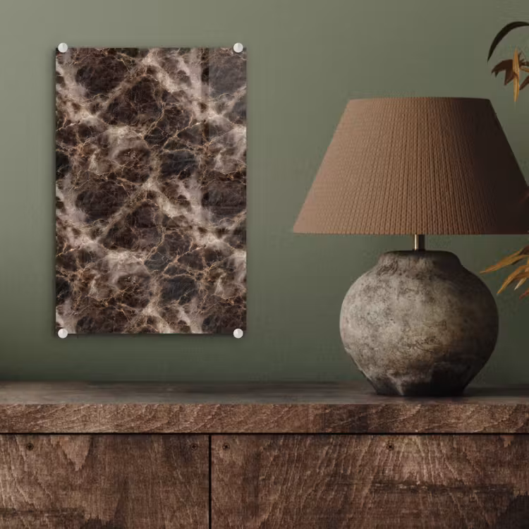 Glas schilderij - Bruin - Goud - Marmer — 4