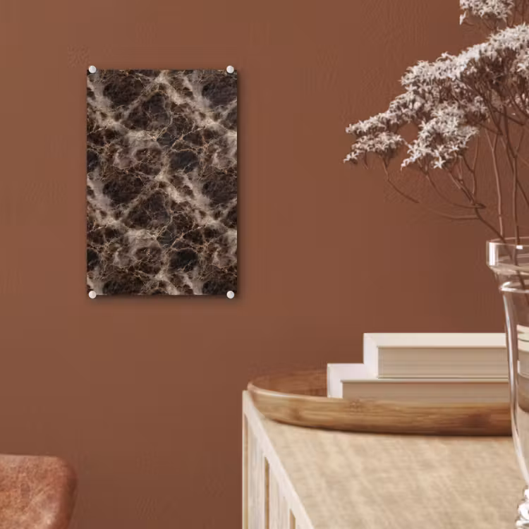 Glas schilderij - Bruin - Goud - Marmer — 6