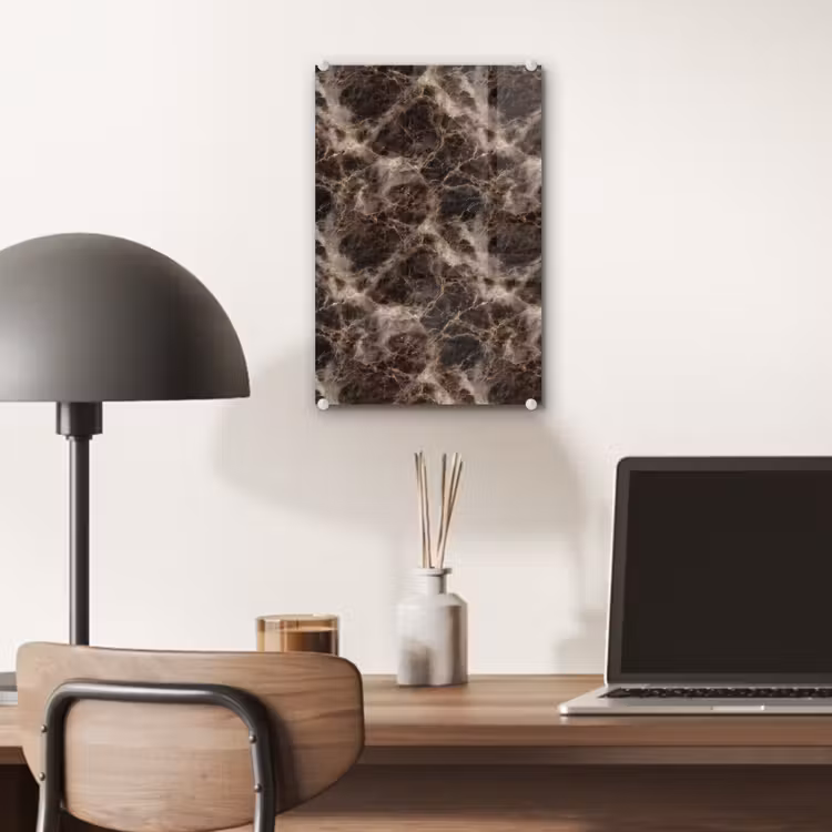 Glas schilderij - Bruin - Goud - Marmer — 7