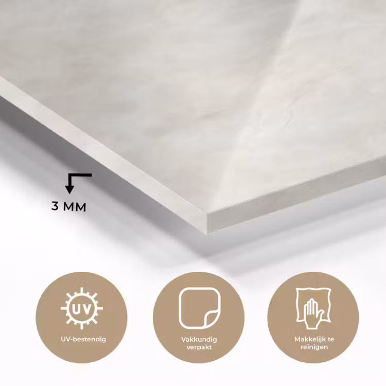 Glas schilderij - Crèmebeige - Marmer - Aders — 3