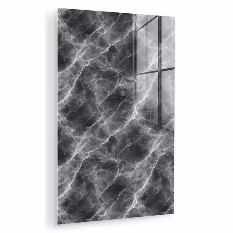 Glas schilderij - Donkergrijs - Bliksem - Marmer — 1