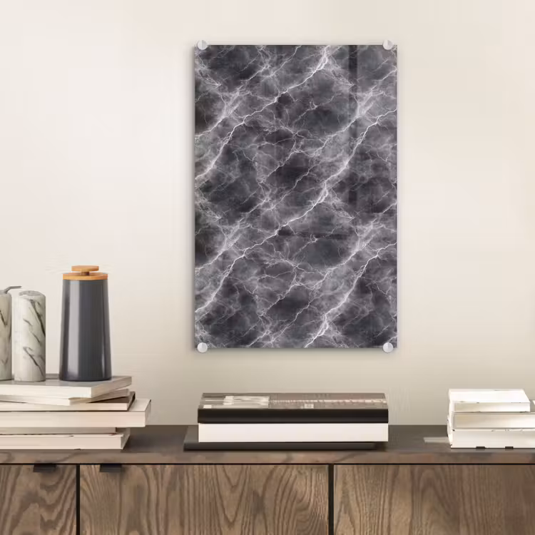 Glas schilderij - Donkergrijs - Bliksem - Marmer — 2