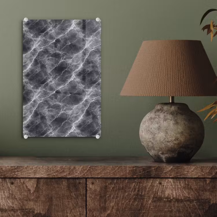 Glas schilderij - Donkergrijs - Bliksem - Marmer — 4