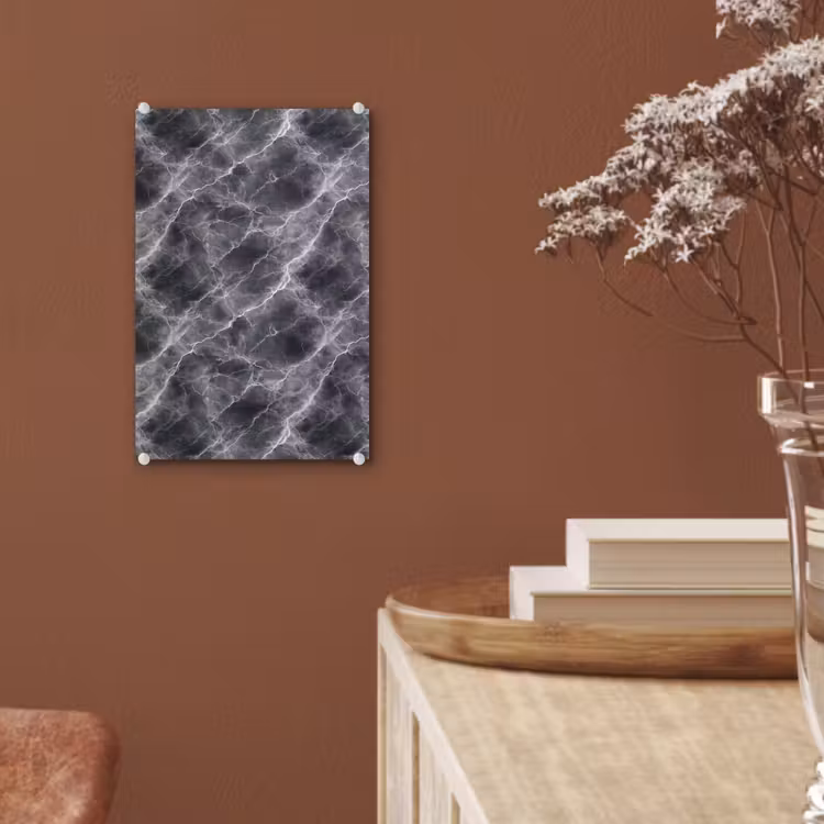 Glas schilderij - Donkergrijs - Bliksem - Marmer — 6