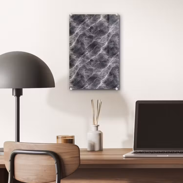 Glas schilderij - Donkergrijs - Bliksem - Marmer — 7