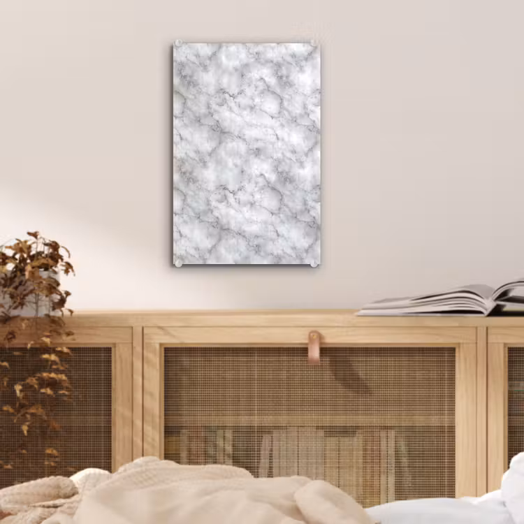 Glas schilderij - Grijs - Marmer - Klassiek - Aders — 5