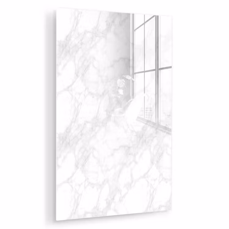 Glas schilderij - Minimalistisch - Wit - Grijze aders — 1