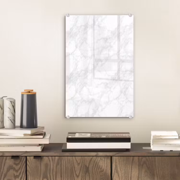 Glas schilderij - Minimalistisch - Wit - Grijze aders — 2