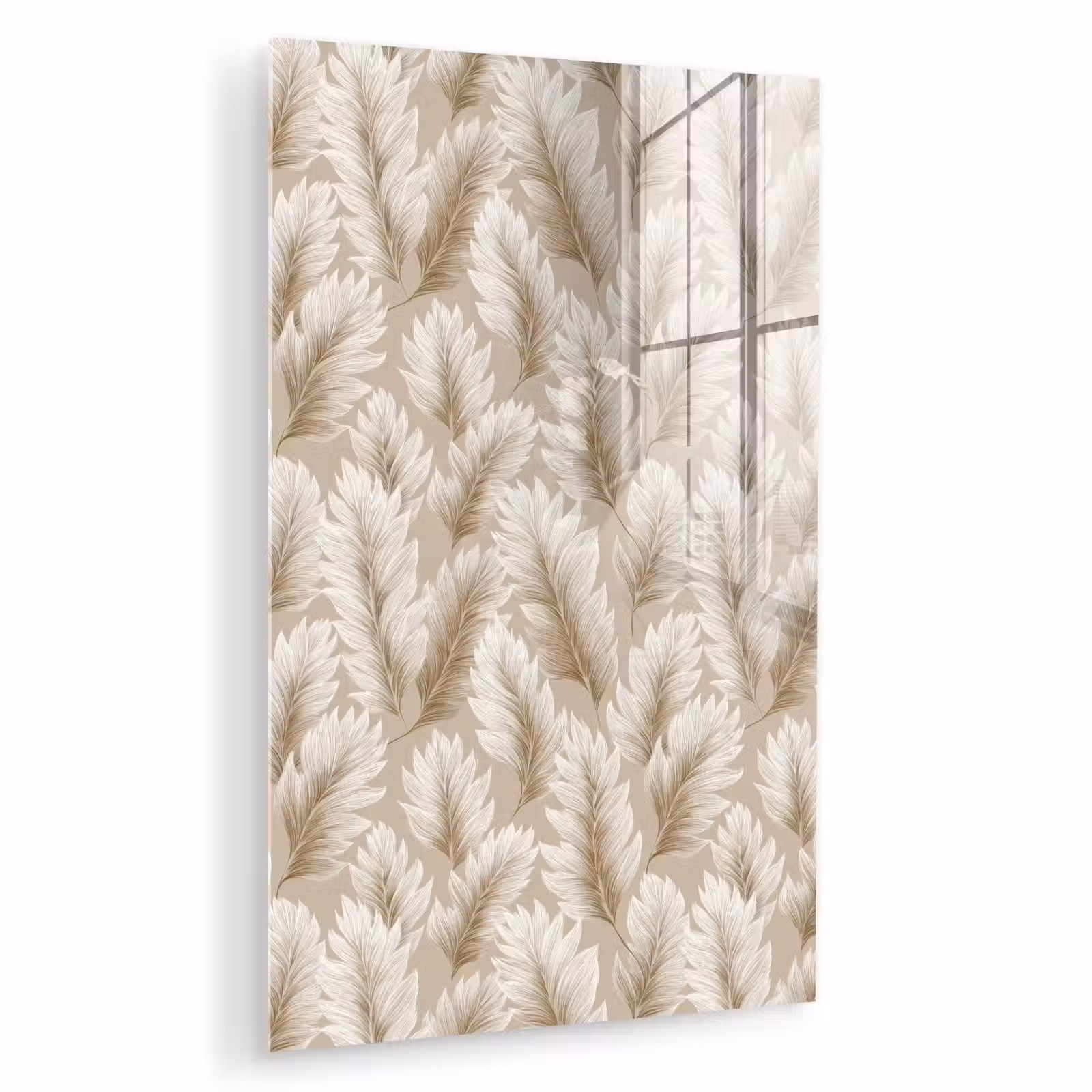 Glas schilderij - Botanisch - Patroon - Beige — 1