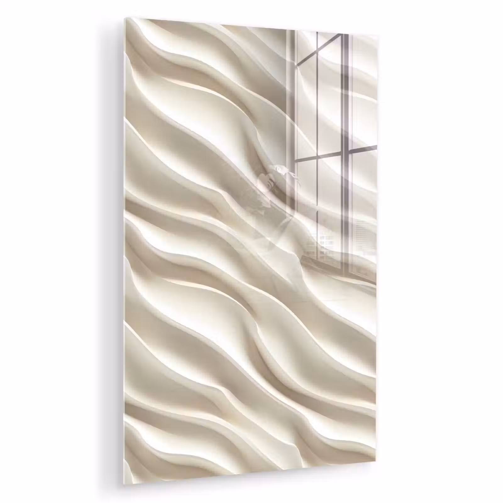 Glas schilderij - Diagonaal - Golven - Crème — 1