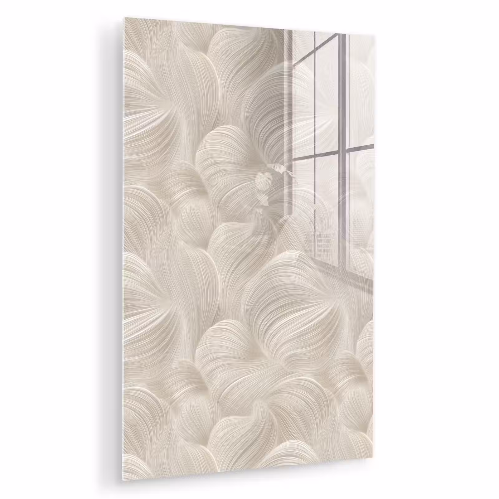 Glas schilderij - Lijnen - Waaier - Beige — 1