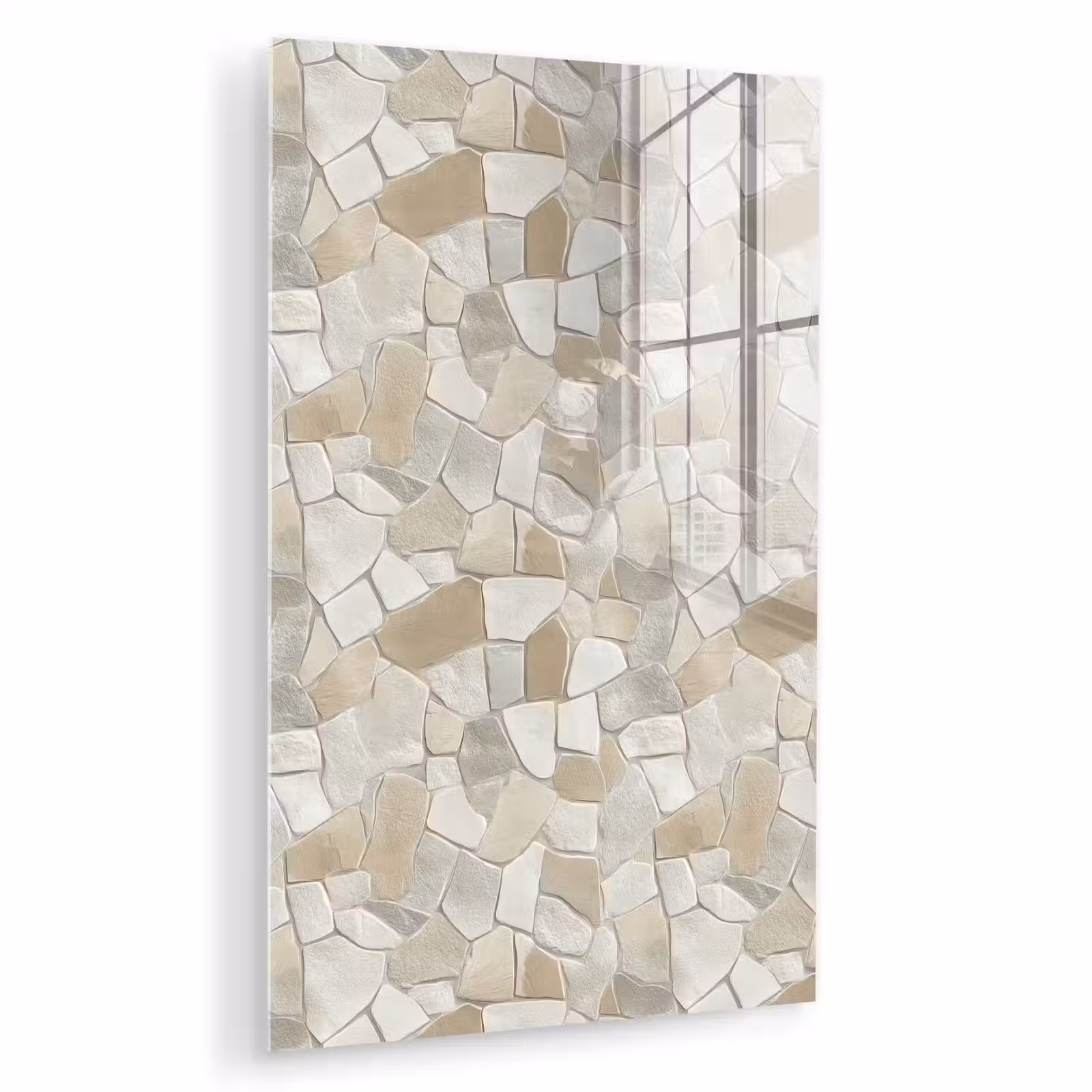 Glas schilderij - Mozaïek - Stenen - Beige — 1