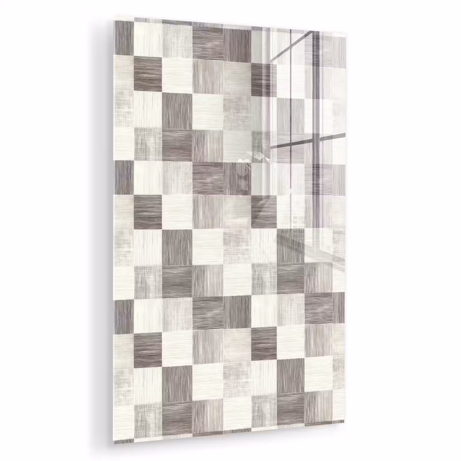 Glas schilderij - Patroon - Dambord - Houtnerf — 1