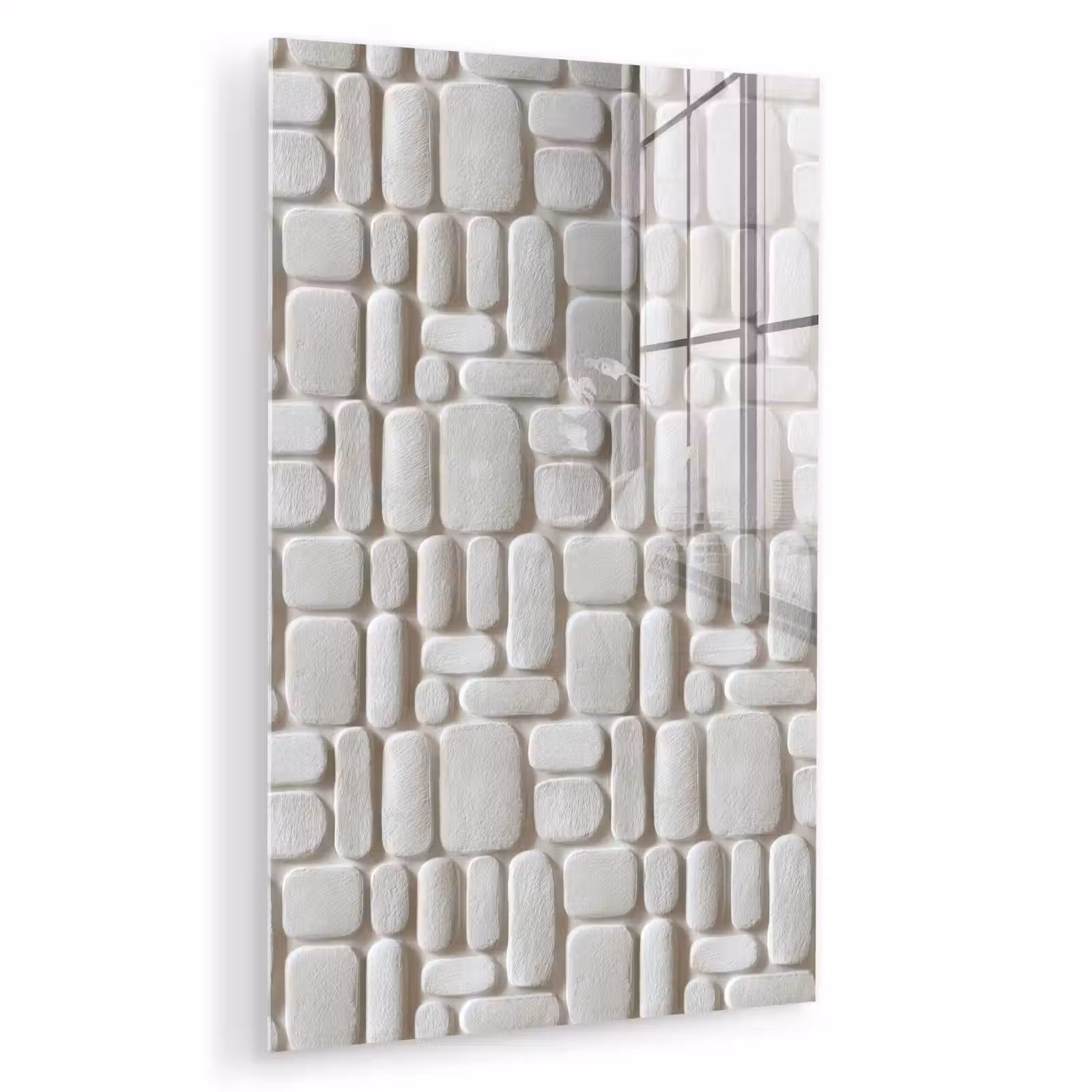 Glas schilderij - Reliëf - Structuur - Wit — 1