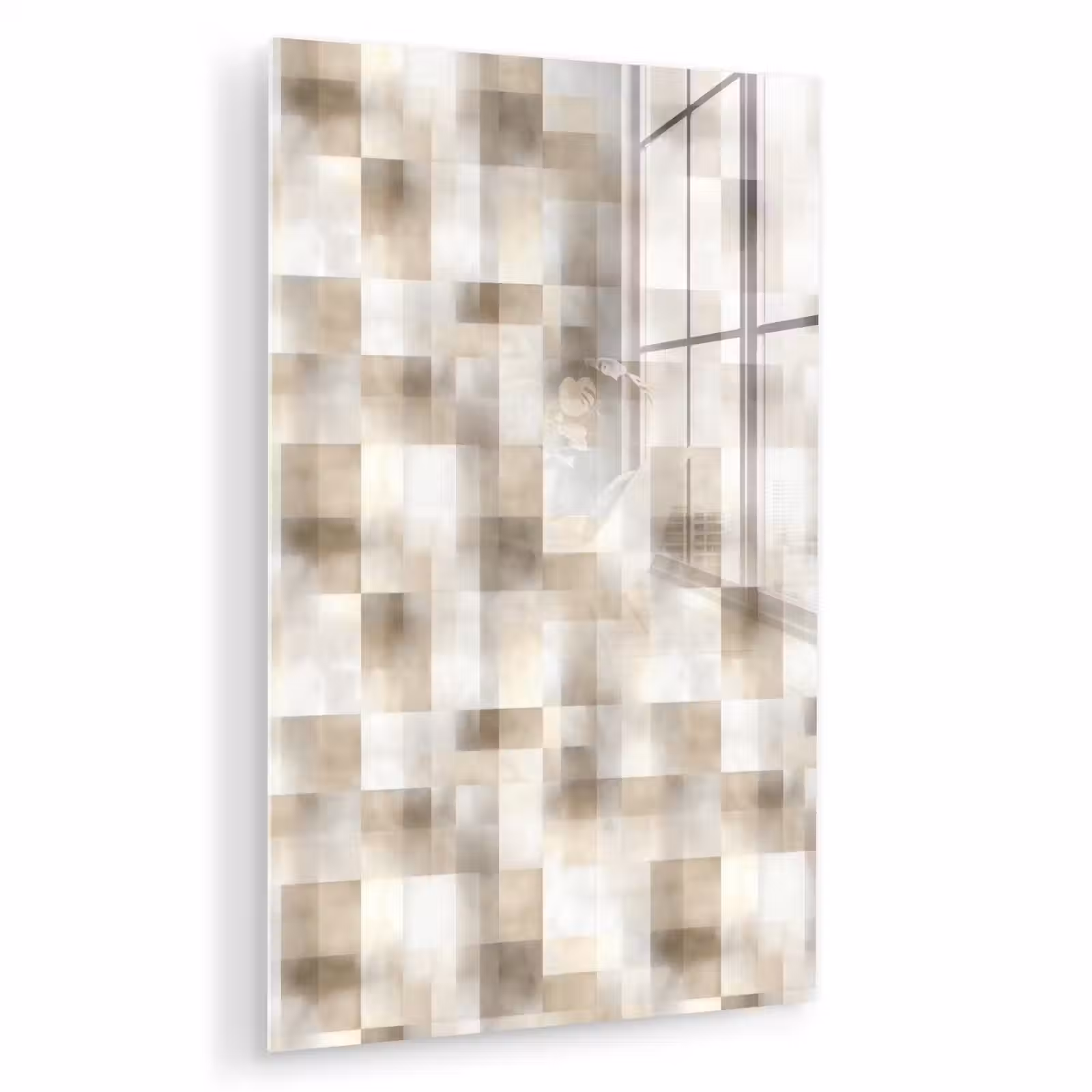 Glas schilderij - Textuur - Linnen - Beige — 1