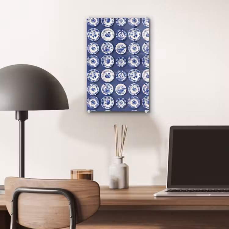 Glas schilderij - Borden - Floraal - Blauw — 7