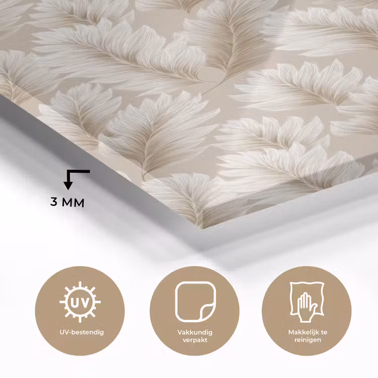 Glas schilderij - Botanisch - Patroon - Beige — 3