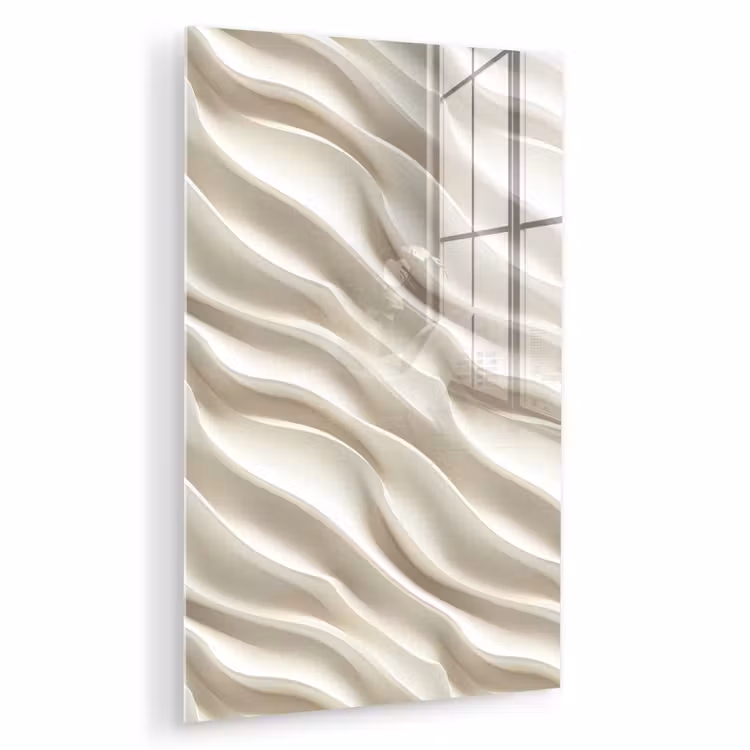 Glas schilderij - Diagonaal - Golven - Crème — 1